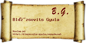 Blázsovits Gyula névjegykártya